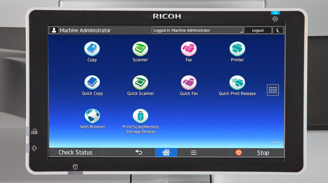 touch screen, user interface, UI, control panel, Ricoh, D&D Office Machines